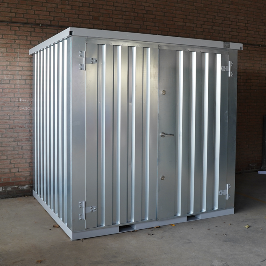 Conteneur pliable 2×2 m argent – Stockage modulaire, auto-montage