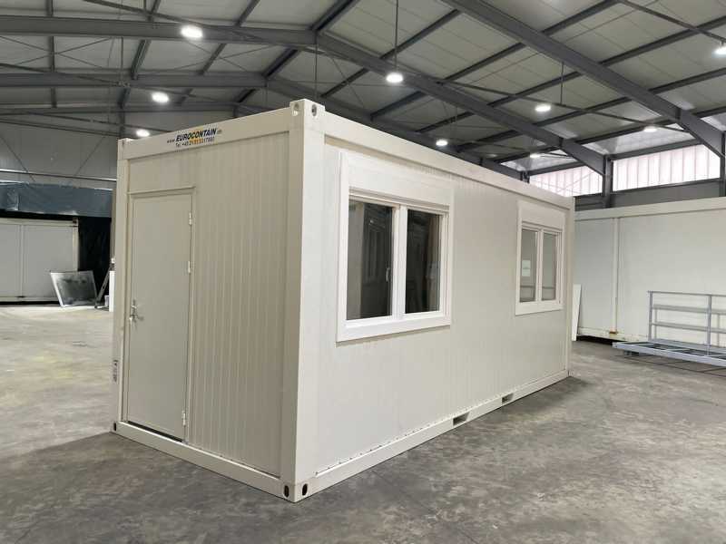 Conteneur bureau 20 pieds neuf – RAL 9002, 6,055×2,435 m, fenêtres volets