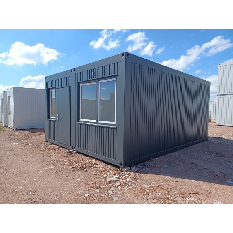 Conteneur modulaire duo 2×6 m – Salle de bain, cuisine, grandes baies