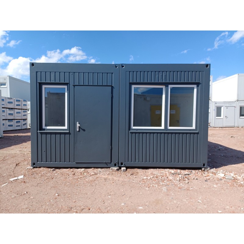 Conteneur bureau DUO 30 m² – WC, douche, grandes baies panoramiques